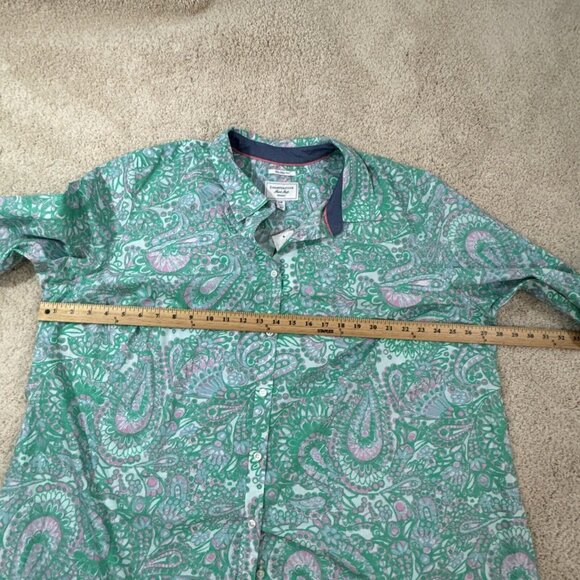 Charter Club Shirt Womens 24W Button Up Top Blouse Roll Sleeves Green Pink NWT - Picture 12 of 16